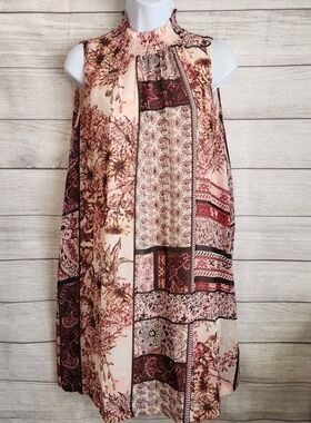 ICE Women’s Small Boho Patchwork Sleeveless Tunic Dress Cottagecore